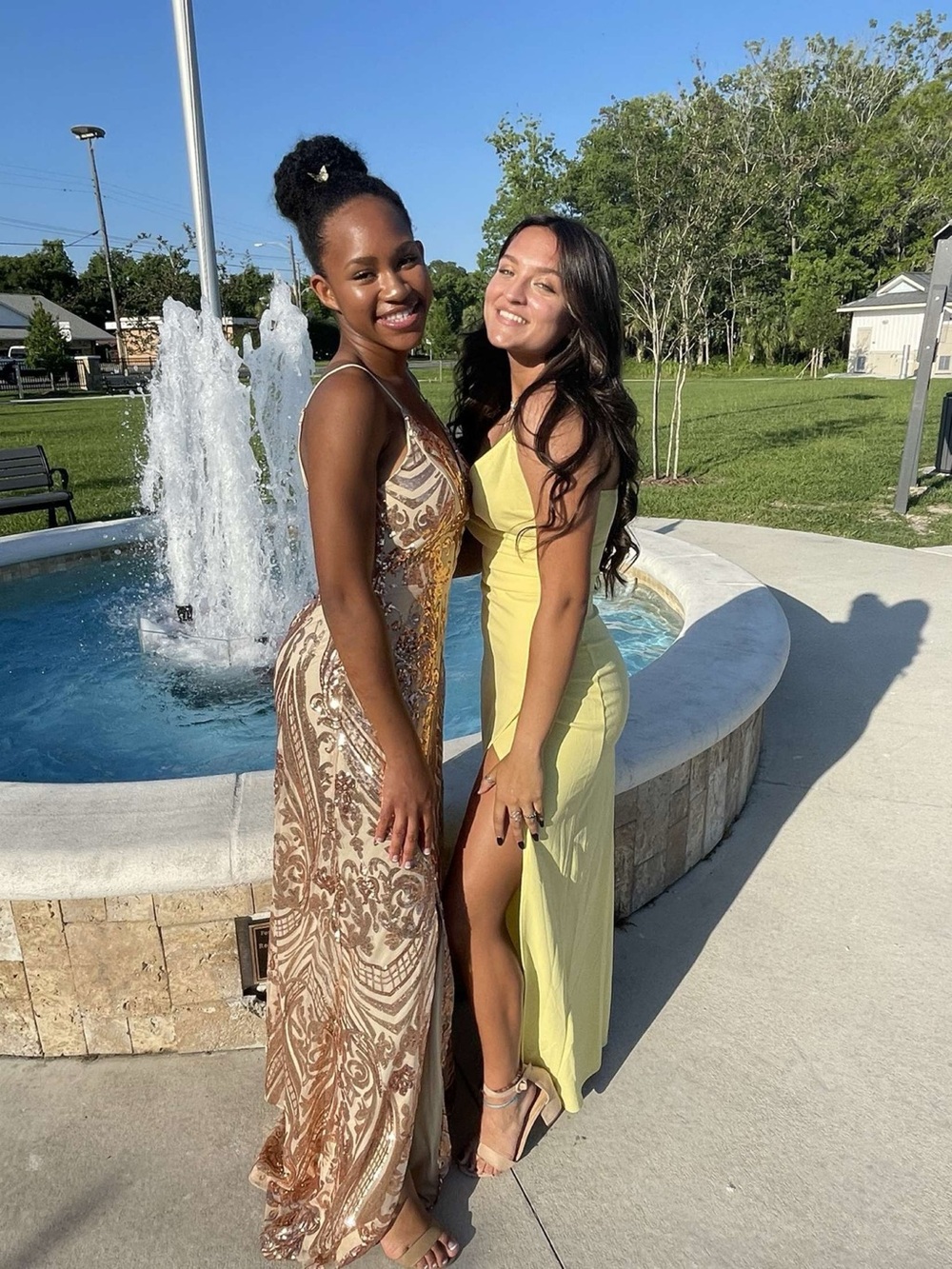 Sequin Embellished Nude & Rose Gold Prom Gown - Picture 3 of 3